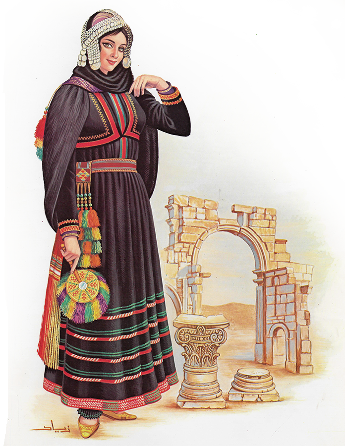 Syria traditional clothing dresses folk Damascus Weiss-Armush